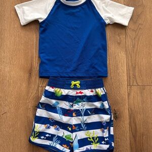 Kids Blue Swim Set with Fish Print